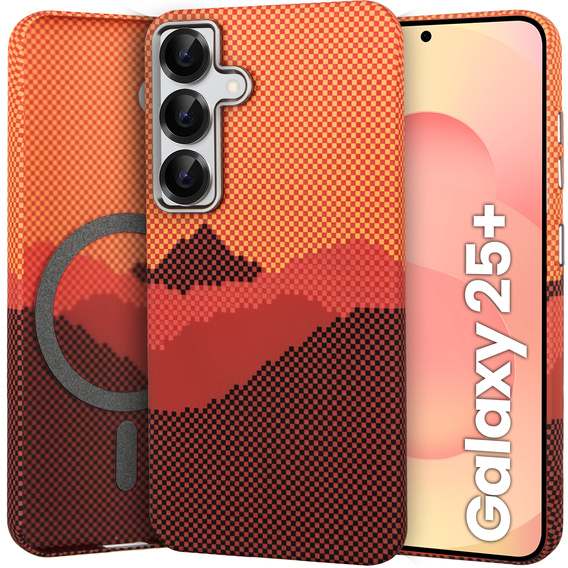 Etui do Samsung Galaxy S25+ Plus, Carbon Fiber MagSafe, pomarańczowe