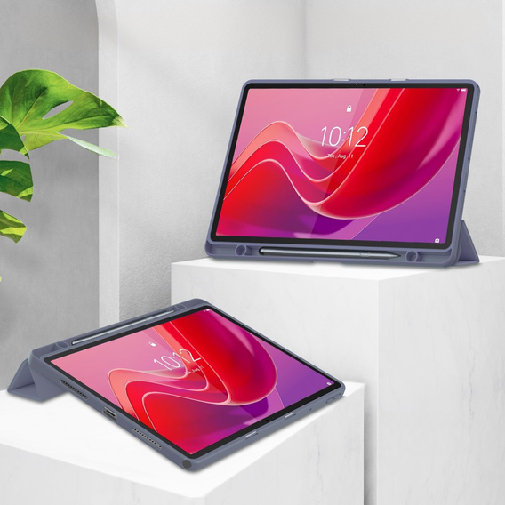 Etui z przezroczystym akrylowym tyłem i miejscem na rysik do Lenovo Tab M11 – fioletowe