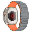 Pasek Silikonowy do Apple Watch 1/2/3/4/5/6/7/8/9/10/11/SE Ultra 1/2/3 42/44/45/46/49mm, Szary/Pomarańczowy