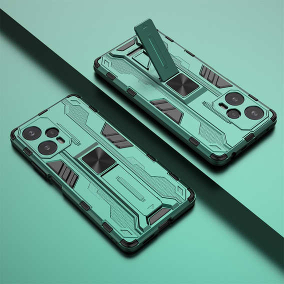Etui do Xiaomi Poco F5, Military kickstand, zielone