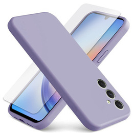 Zestaw Etui do Samsung Galaxy A34 5G, silicone lite, silikonowe, fioletowe + szkło