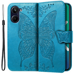 Etui z klapką do Oppo A17, Butterfly, niebieskie