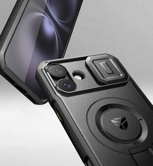 Etui Dexnor MagSafe do iPhone 16 Plus magnetyczne z przesuwaną osłoną aparatu – czarne