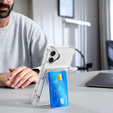 Etui do iPhone 16 Plus, Card Holder Kickstand, przezroczyste