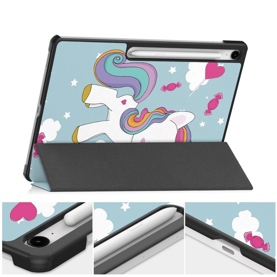 Etui z nadrukiem do Samsung Galaxy Tab S10 FE+ Plus – styl i ochrona w jednym - jednorożec