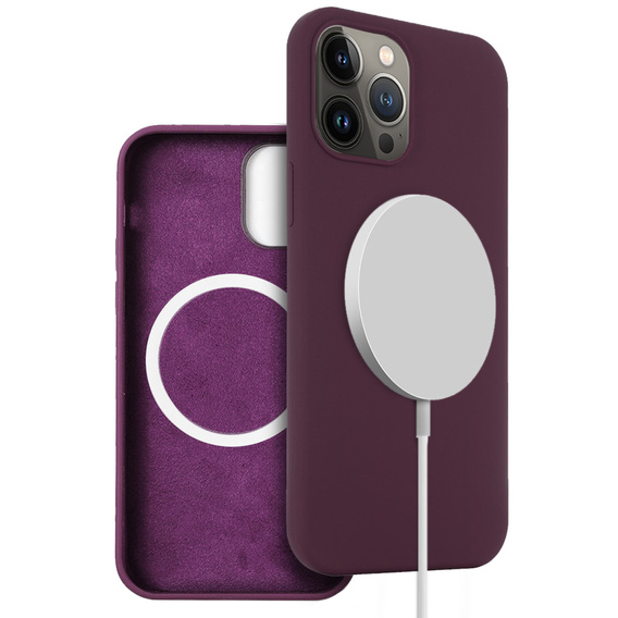 Etui do iPhone 13 Pro, Silicone MagSafe, bordowe