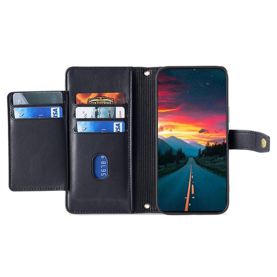 Etui z klapką do iPhone 17, Wallet Zipper Pocket, czarne