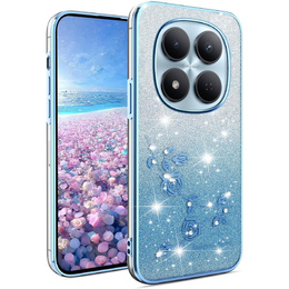 Etui do Xiaomi Redmi Note 15 Pro 5G, Glitter Flower, niebieskie