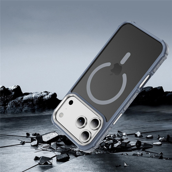 Etui pancerne do iPhone 17 Pro Max, Matt Case, do MagSafe, matowe z szarą ramką