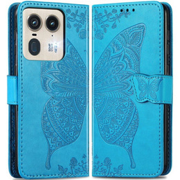 Etui z klapką do Motorola Edge 50 Ultra, Butterfly, niebieskie