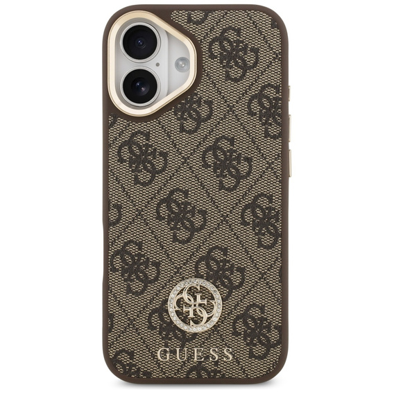 Etui GUESS do iPhone 17, 4G Strass Logo, do MagSafe, z paskiem, brązowe