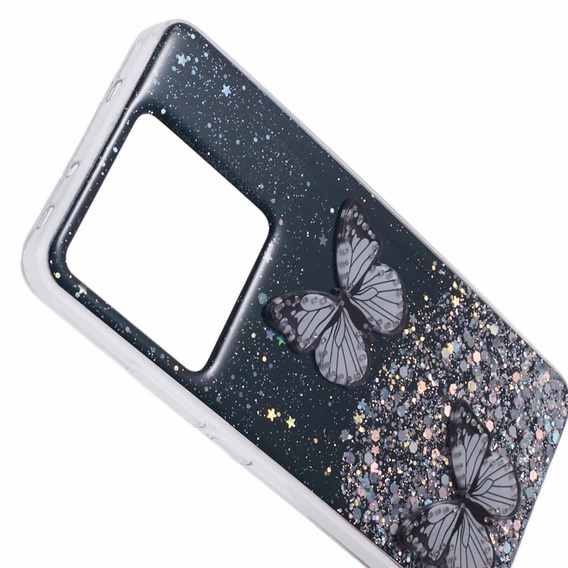 Etui do Xiaomi 13T / 13T Pro / Redmi K60 Ultra, Glitter Butterfly, czarne