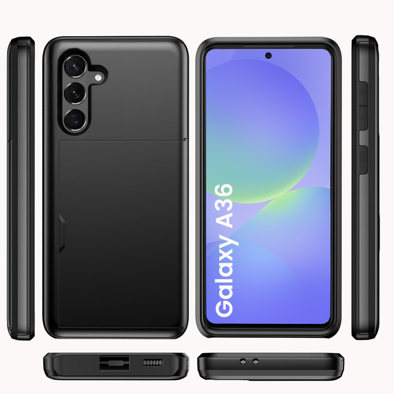 Etui do Samsung Galaxy A36 5G, Sliding Card Holder, czarne