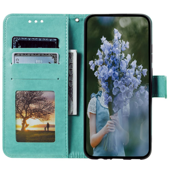 Etui z klapką do Samsung Galaxy A25 5G , Mandala Flower, zielone + szkło 9H 