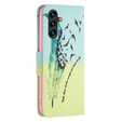 Etui z klapką do Samsung Galaxy A55 5G, Wallet, Feather niebieskie / żółte