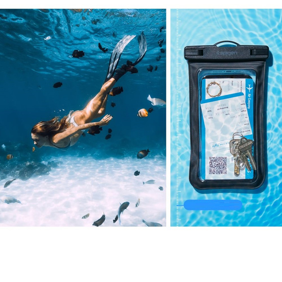 Wodoszczelne czarne etui Spigen A601 Universal Waterproof Case 2-Pack