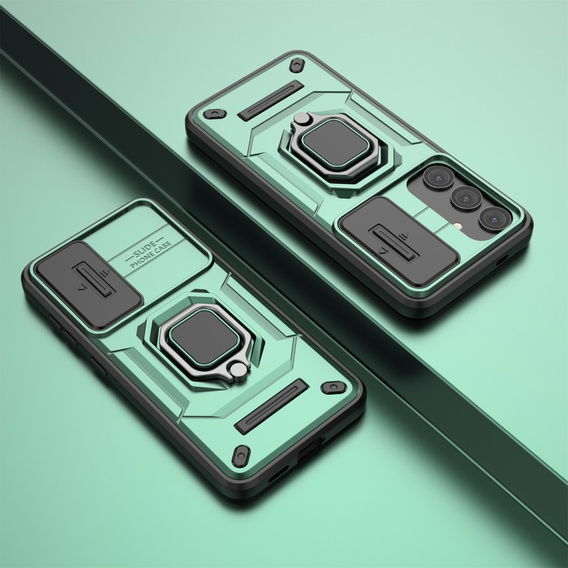 Etui do Samsung Galaxy S24, KickStand Camera Lens, zielone