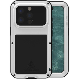 Etui Love Mei do iPhone 15 Pro, pancerne ze szkłem, szare