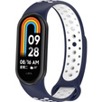 Pasek Silikonowy do Xiaomi Smart Mi Band 8 / Xiaomi Smart Mi Band 9, Granatowy / Biały