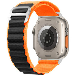 Pasek Nylonowy do Apple Watch 1/2/3/4/5/6/7/8/9/10/11/SE Ultra 1/2/3 42/44/45/46/49mm, Pomarańczowy / Czarny