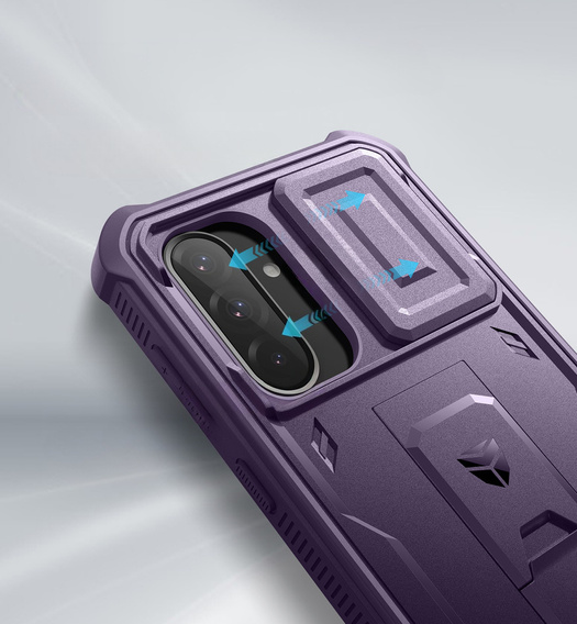 Etui pancerne do Samsung Galaxy A36 5G, Dexnor Kickstand Cam Protector, fioletowe