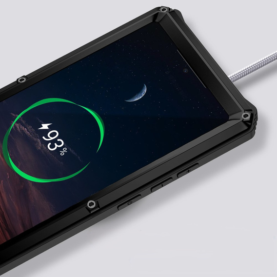 Etui pancerne do Samsung Galaxy S25 Ultra, R-JUST, ze szklaną ochroną kamery, czarne