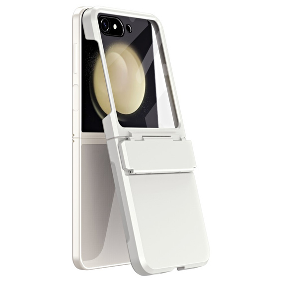 Etui do Samsung Galaxy Z Flip7 FE / Z Flip6, PC Case, ze szkłem, białe