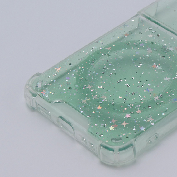 Etui do Samsung Galaxy Z Flip 4 5G, Sparkle, do Magsafe, zielone