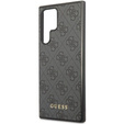 Etui GUESS do Samsung Galaxy S24 Ultra, 4G Metal Gold Logo, szare