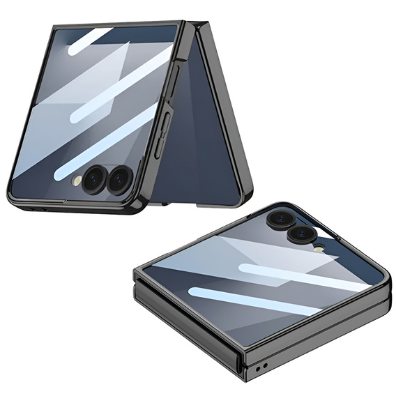 Etui ze szkłem do Samsung Galaxy Z Flip7 5G, PC Case, Czarne