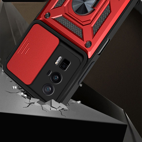 Etui pancerne do Xiaomi Poco F5 Pro, CamShield Slide, czerwone