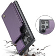 Etui z klapką CASEME do Samsung Galaxy S25 Ultra, Litchi Wallet, fioletowe