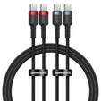 Baseus kabel Cafule USB‑C na USB‑C 2 m 100 W – czerwono‑czarny + szaro‑czarny (2 szt.)