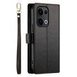 Etui z klapką do Oppo Reno 13 5G, Wallet Zipper Pocket, czarne