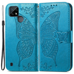 Etui z klapką do Realme C21, Butterfly, niebieskie