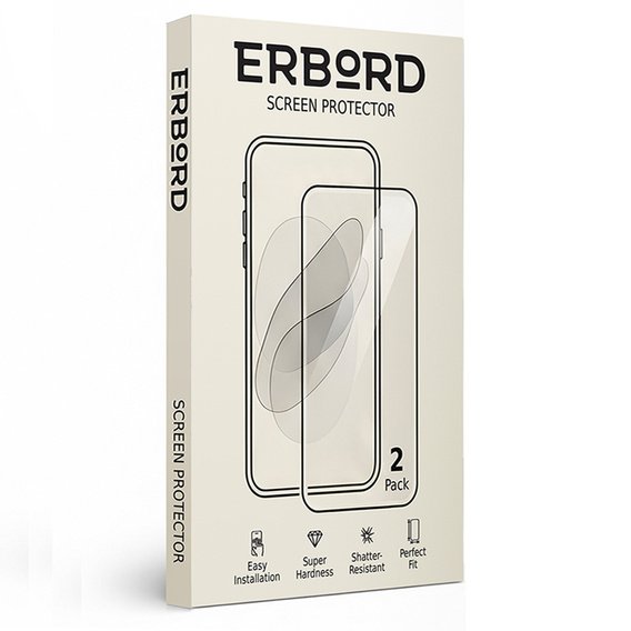 2x Szkło Hartowane do iPhone 15, ERBORD 9H Hard Glass, szybka