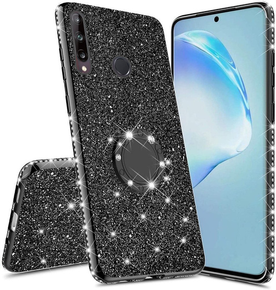 Etui do Huawei P40 Lite E, Case Bling brokatowe, Czarne