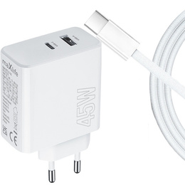 45W SZYBKA ŁADOWARKA SIECIOWA + KABEL USB-C do iPhone 17/16/15 Pro/Max/Plus