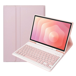 Etui z klawiaturą do Samsung Galaxy Tab S11, Leather Pen Slot, różowe