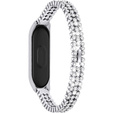 Bransoleta Rhinestone Decor do Xiaomi Mi Band 5 - Silver