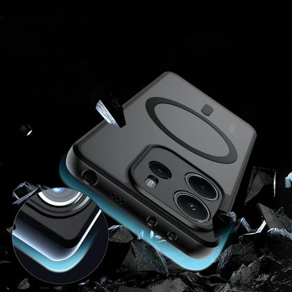 Etui do Xiaomi Redmi Note 14 4G, do MagSafe, ERBORD Matt Case, czarny + Szkło na ekran