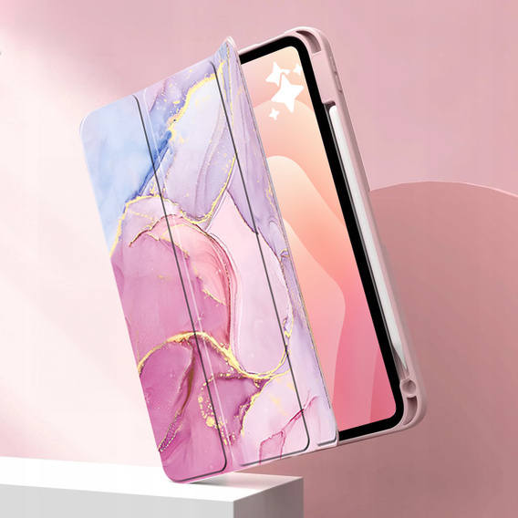 Etui do Samsung Galaxy Tab S11, Smartcase Hybrid, z miejscem na rysik, Marble różowe