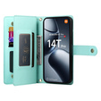 Etui z klapką do Xiaomi 14T Pro, Wallet Zipper Pocket, zielone