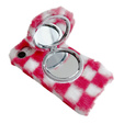 Etui do iPhone 16e, Fluffy Checkered Case, z lusterkiem, różowe