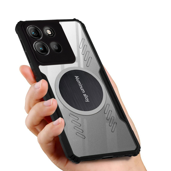 Etui do Motorola Moto G15 / Motorola Moto G15 Power, z blaszką magnetyczne, przezroczyste / czarne