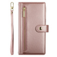 Etui z klapką do Oppo Reno 13F 5G, Wallet Zipper Pocket, różowe