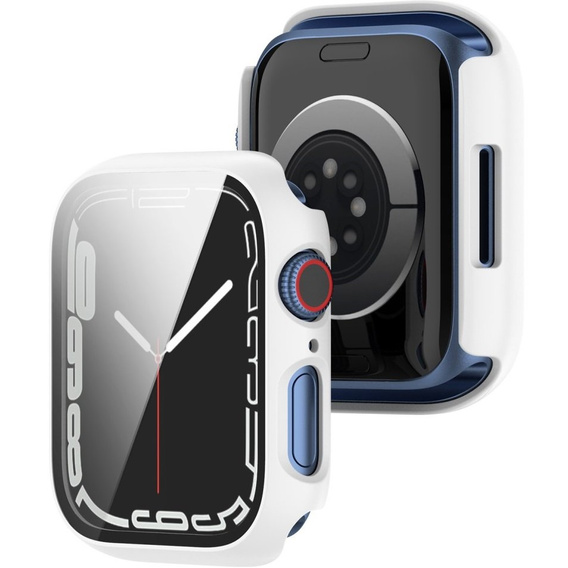 2w1 Etui + Szkło Hartowane do Apple Watch 7/8/9 45MM, Białe