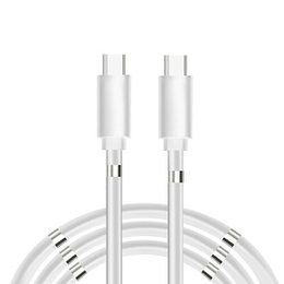 Magnetyczny kabel USB Type-C do Type-C 60W, 3A, 100cm, White