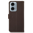 Skórzane Etui KHAZNEH RFID do Motorola Moto G04 / G24 / G24 Power, Litchi Texture, brązowe