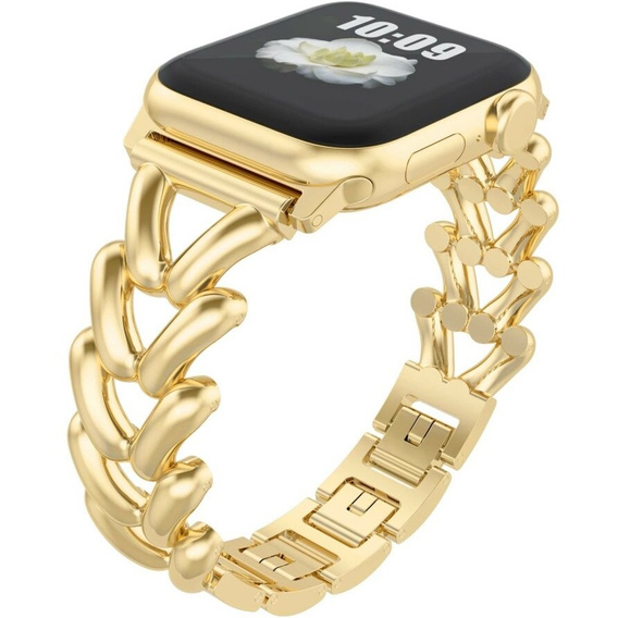 Bransoleta do Apple Watch 1/2/3/4/5/6/7/8/9/10/11/SE Ultra 1/2/3 42/44/45/46/49mm, Złota